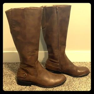 NEW Brown Cognac knee-length zip riding boots Sz10